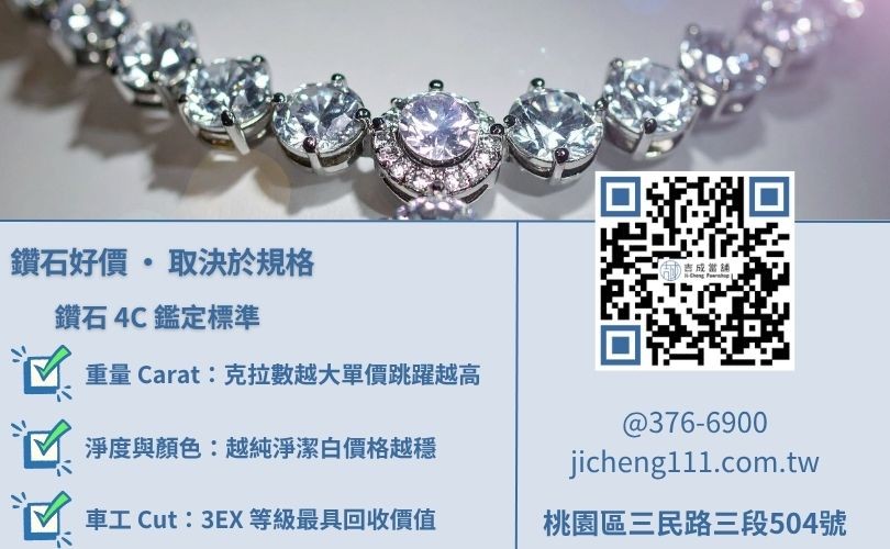 鑽石價格怎麼計算-吉成當舖解析重量、顏色、淨度與車工之國際報價標準。
