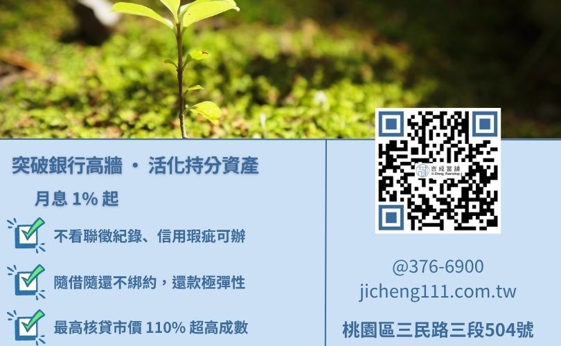 持分土地貸款利率-桃園吉成當舖說明 1% 起低利方案與銀行土地貸款門檻之差異。