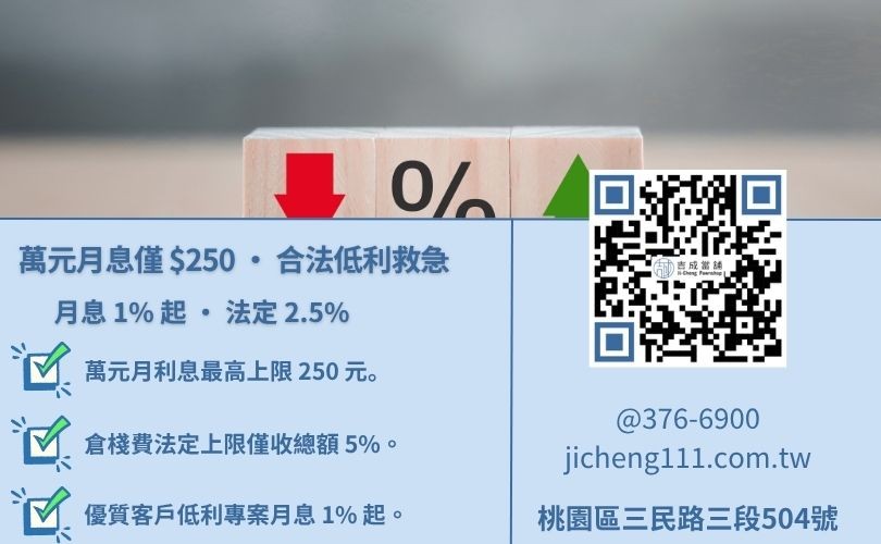 合法當鋪利息查詢-桃園吉成當舖解析當舖業法 2.5% 月息標準與 5% 倉棧費之合法收費計算。