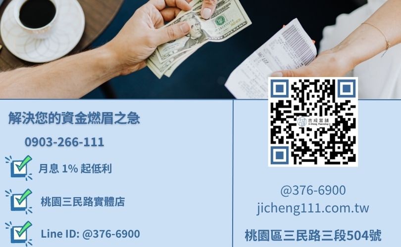 桃園當舖借款推薦首選-吉成桃園當舖 24H 線上諮詢電話。