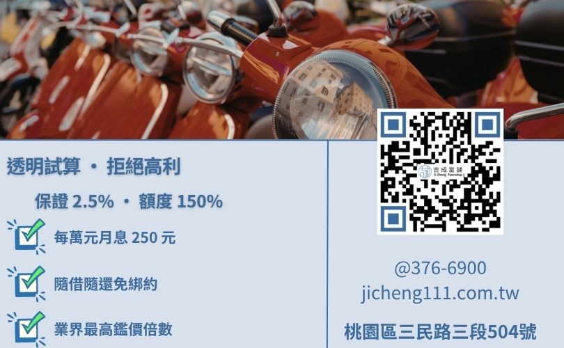 機車借款利息怎麼算-吉成當舖解析萬元月息 250 元上限與最高150% 估價試算。
